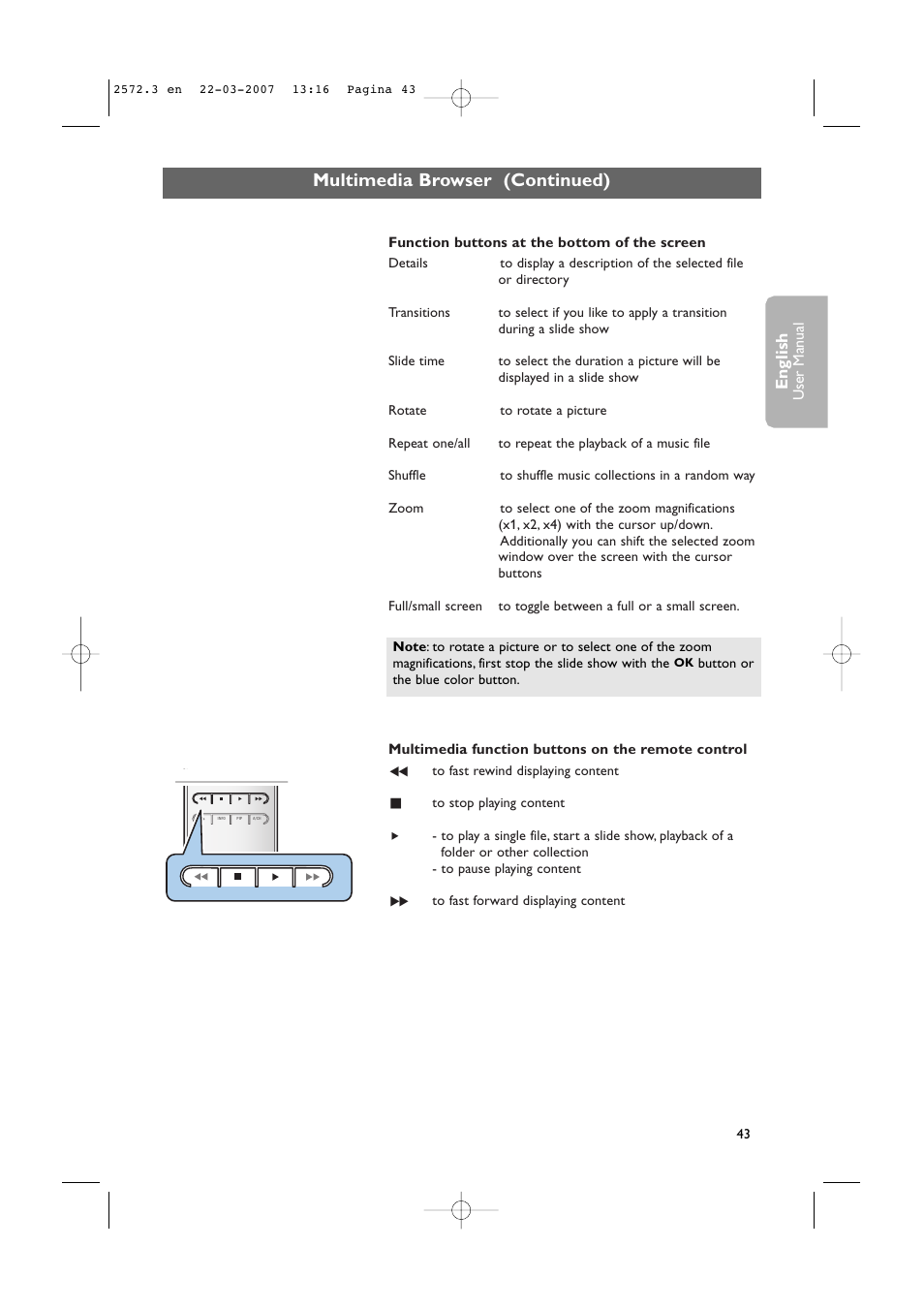 Multimedia browser (continued), English, User man ual | Philips 63PF9631D-37B User Manual | Page 45 / 70