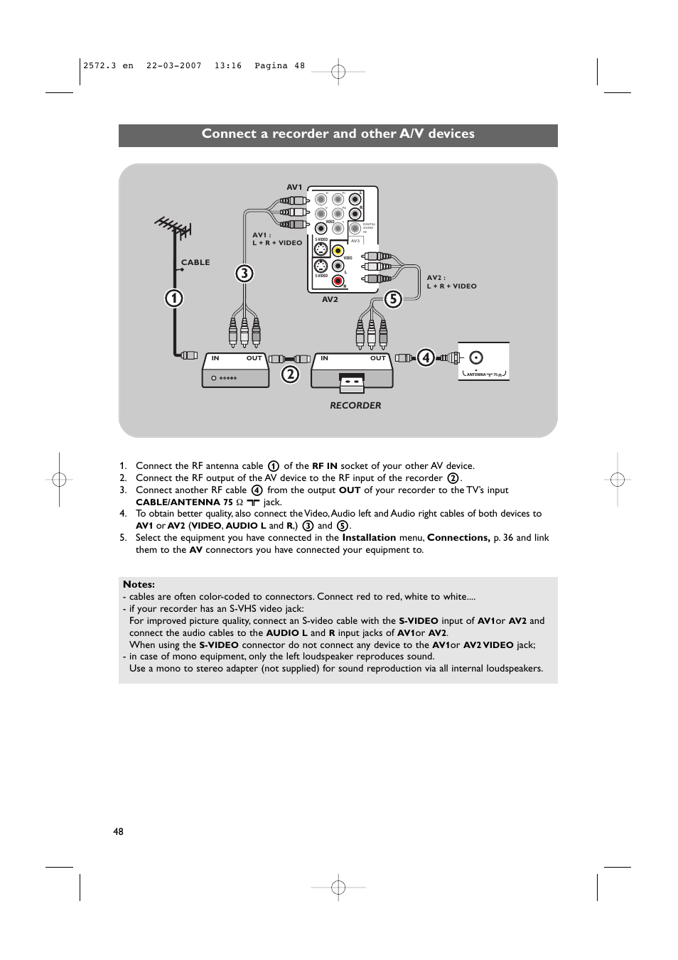 Connect a recorder and other a/v devices | Philips 63PF9631D-37B User Manual | Page 50 / 70