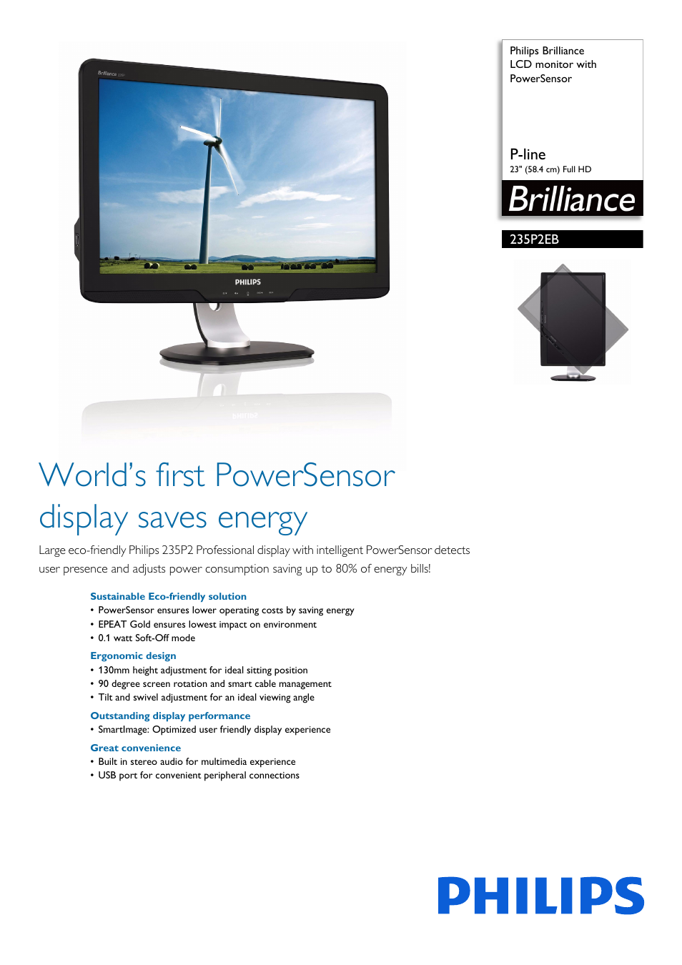 Philips 235P2EB-00 User Manual | 3 pages