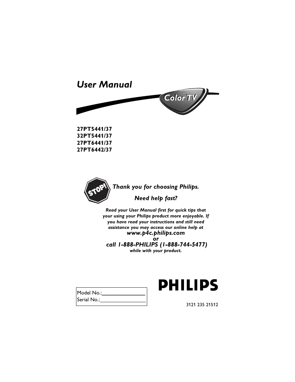 Philips 32PT5441-37B User Manual | 41 pages