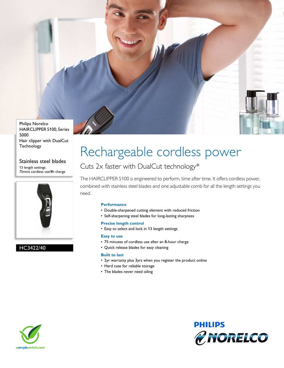 Philips HC3422-40 User Manual | 3 pages