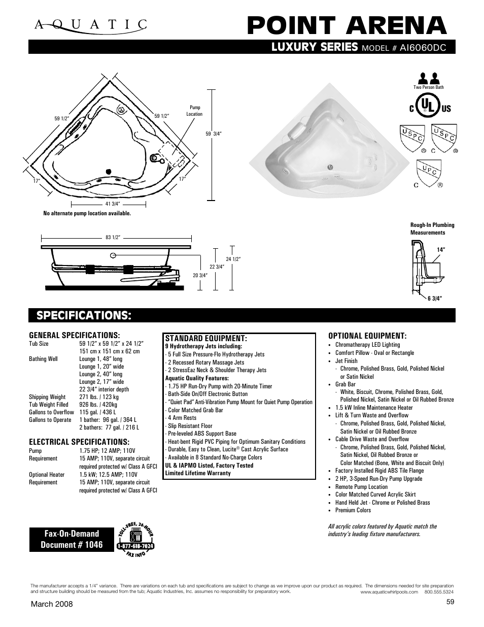 Aquatic Point Arena AI6060DC User Manual | 1 page