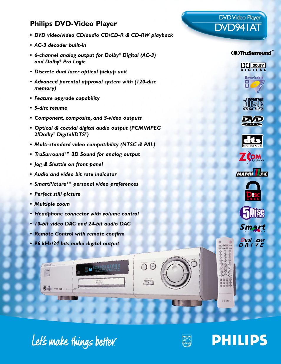 Philips DVD941AT User Manual | 2 pages