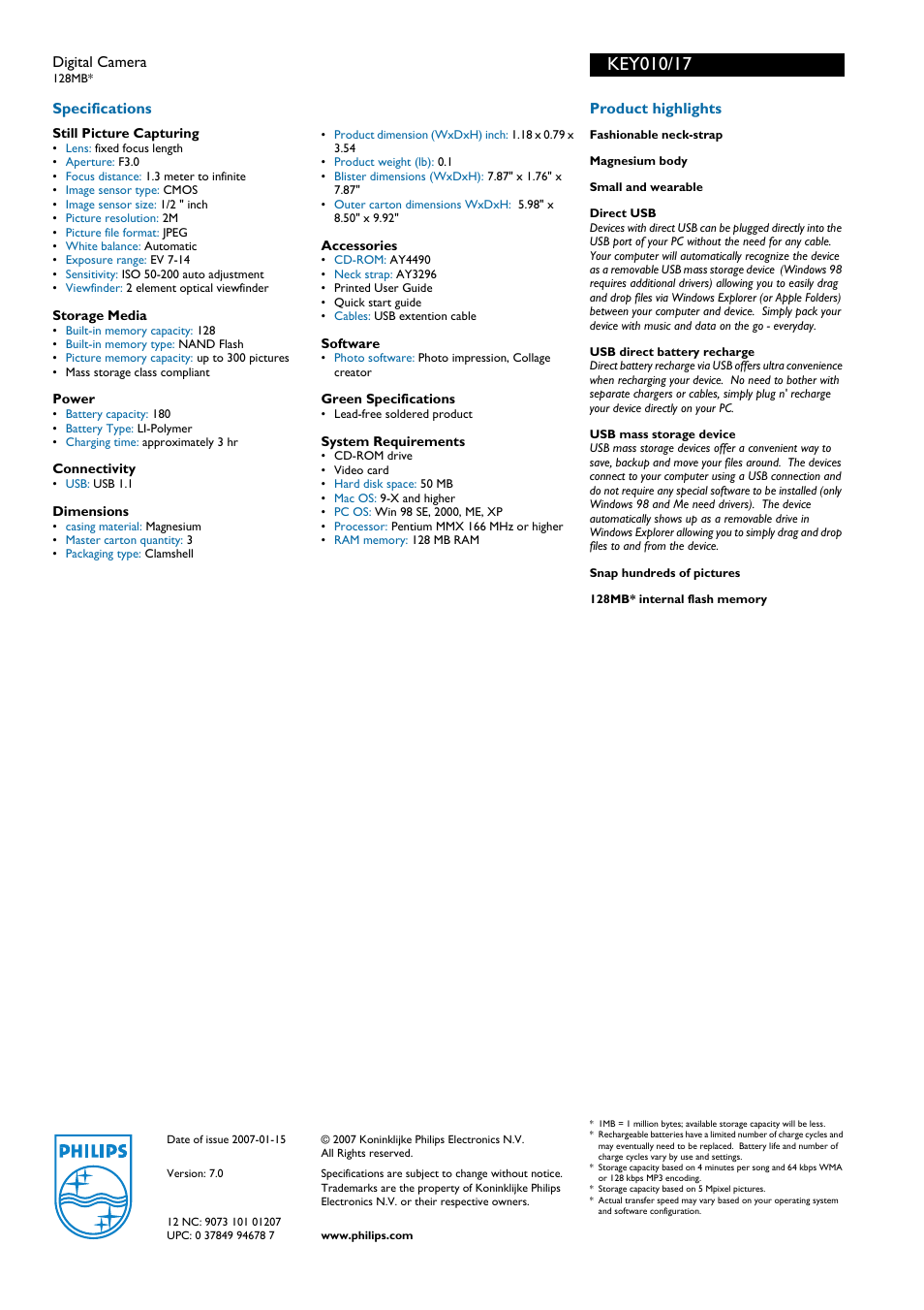 Philips KEY010-17B User Manual | Page 2 / 2