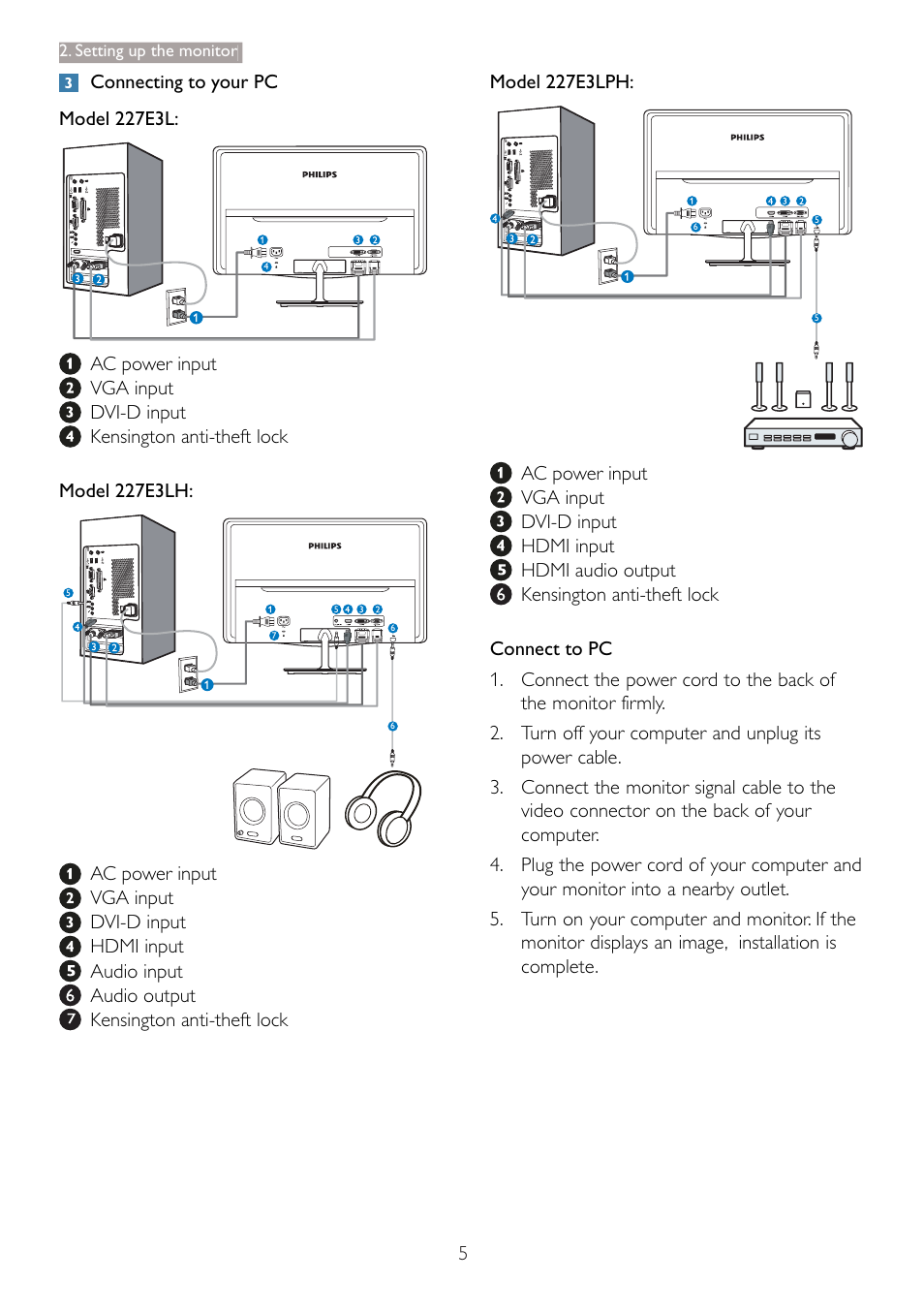 Philips 227E3LSU-27 User Manual | Page 7 / 41