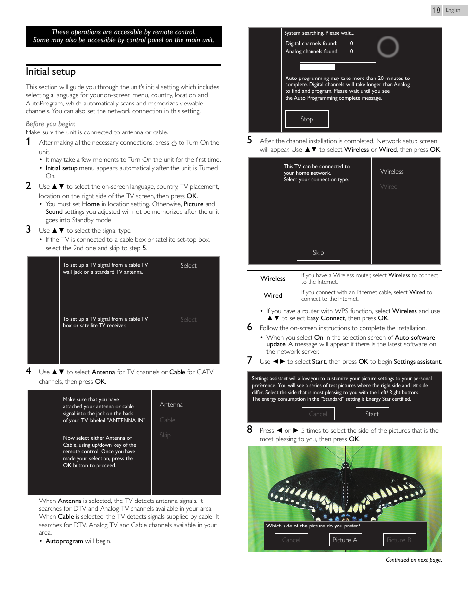 Initial setup | Philips 2000 series LED-LCD TV 39PFL2908 39" class-po User Manual | Page 18 / 56