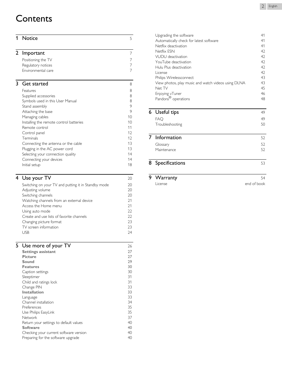 Philips 2000 series LED-LCD TV 39PFL2908 39" class-po User Manual | Page 2 / 56