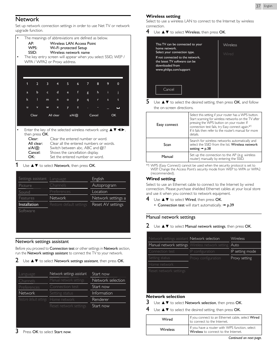 Network, P.37 | Philips 2000 series LED-LCD TV 39PFL2908 39" class-po User Manual | Page 37 / 56