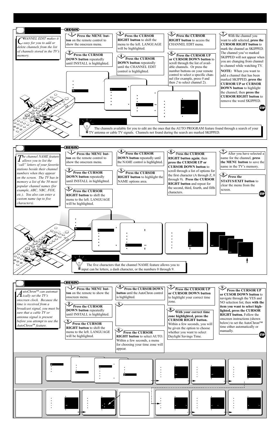 Installation f, Ow to, Se the | Eatures, Name, Autochron, Hannel, Utochron, Feature | Philips 27RF70 User Manual | Page 4 / 4