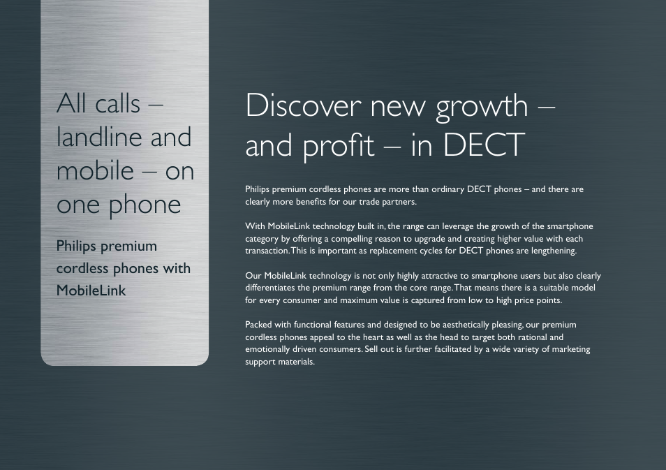 Discover new growth – and profit – in dect, All calls – landline and mobile – on one phone | Philips SE8881B-23 User Manual | Page 9 / 9