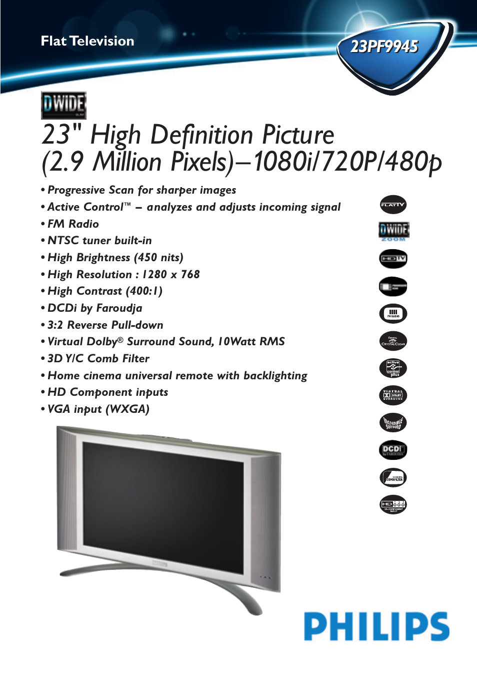 Philips 23PF9945-37B User Manual | 2 pages