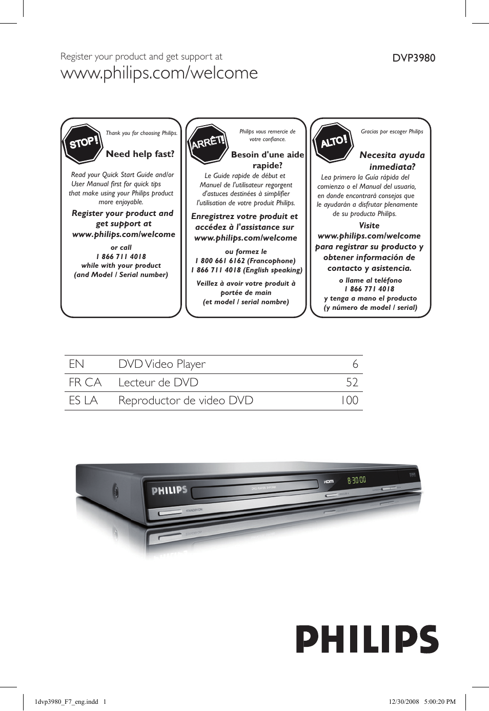 Philips DVP3980-F7 User Manual | 53 pages