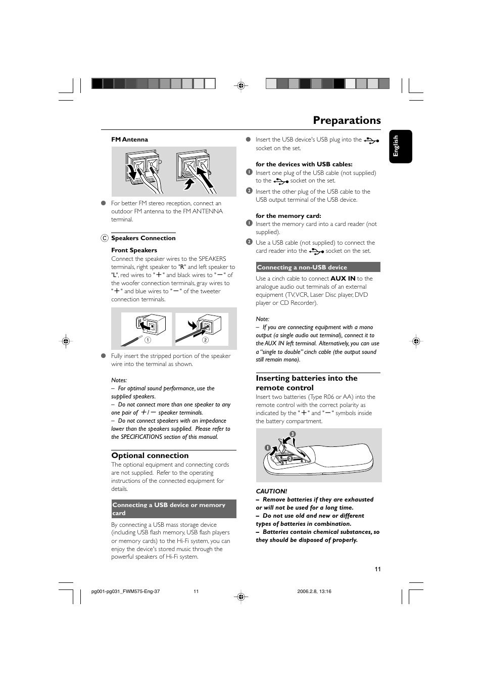 Preparations | Philips FWM575-37B User Manual | Page 11 / 32