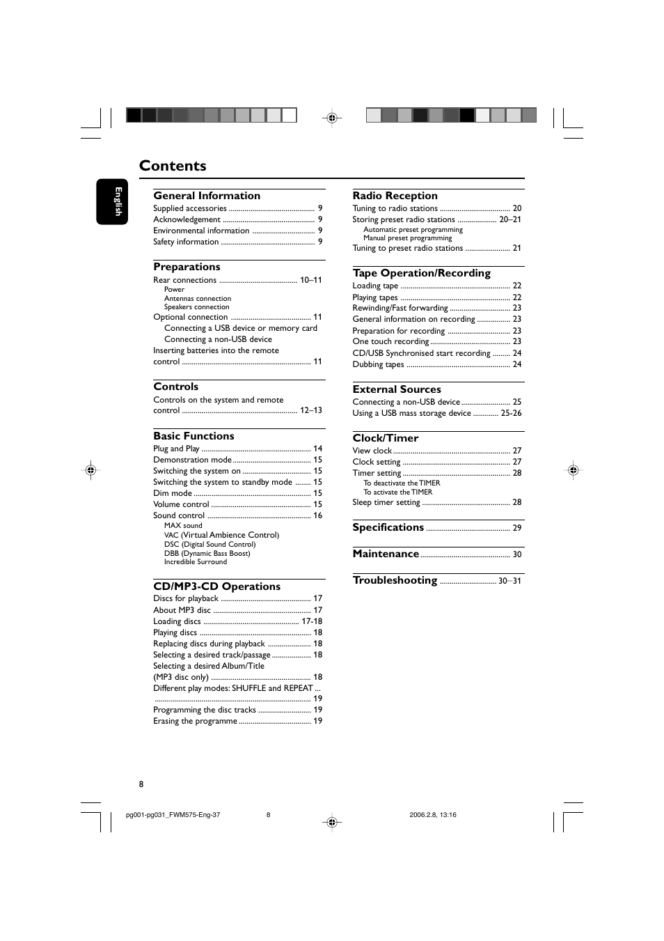 Philips FWM575-37B User Manual | Page 8 / 32