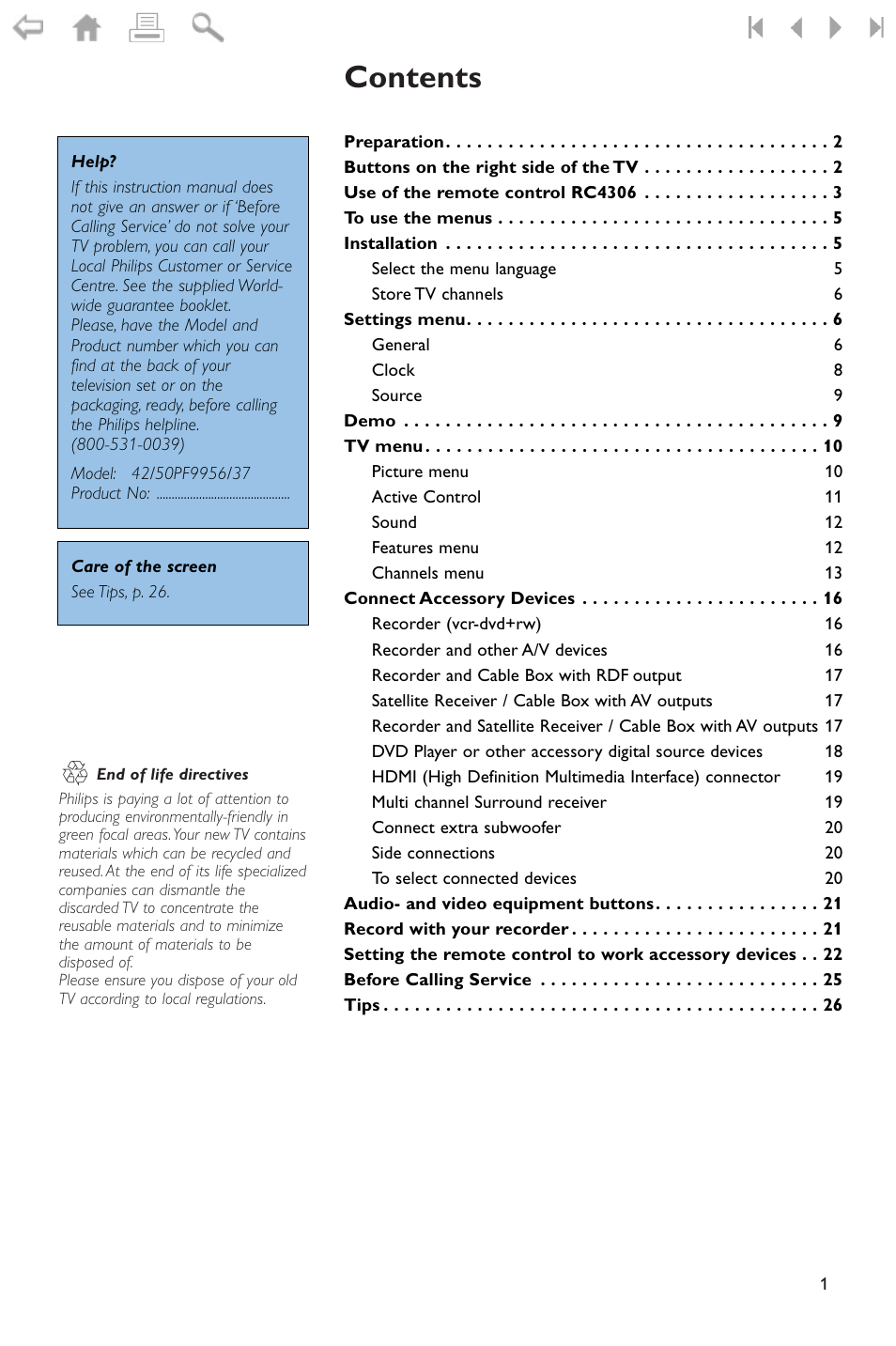 Philips widescreen flat TV 50PF9956 127 cm 50" plasma Progressive Scan User Manual | Page 5 / 36