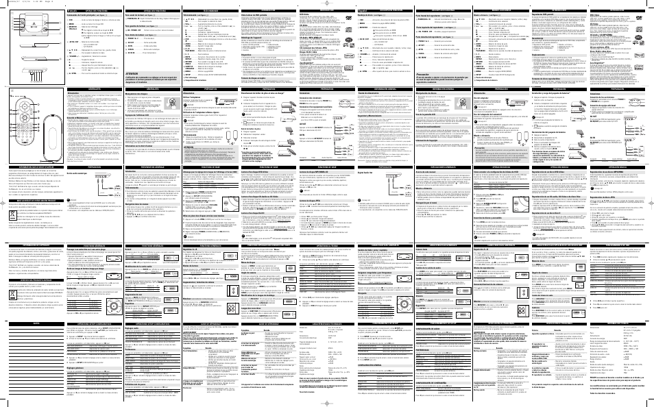 Español, Precaución, Français | Attention | Philips PET824-37B User Manual | Page 2 / 5