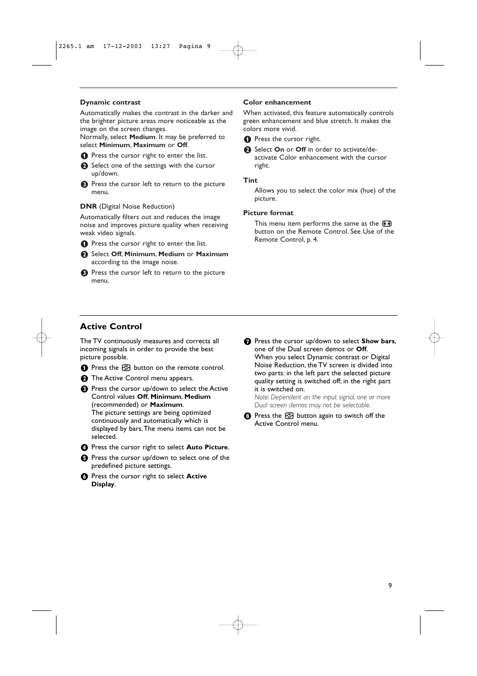 Active control | Philips 42PF9936-37B User Manual | Page 13 / 34