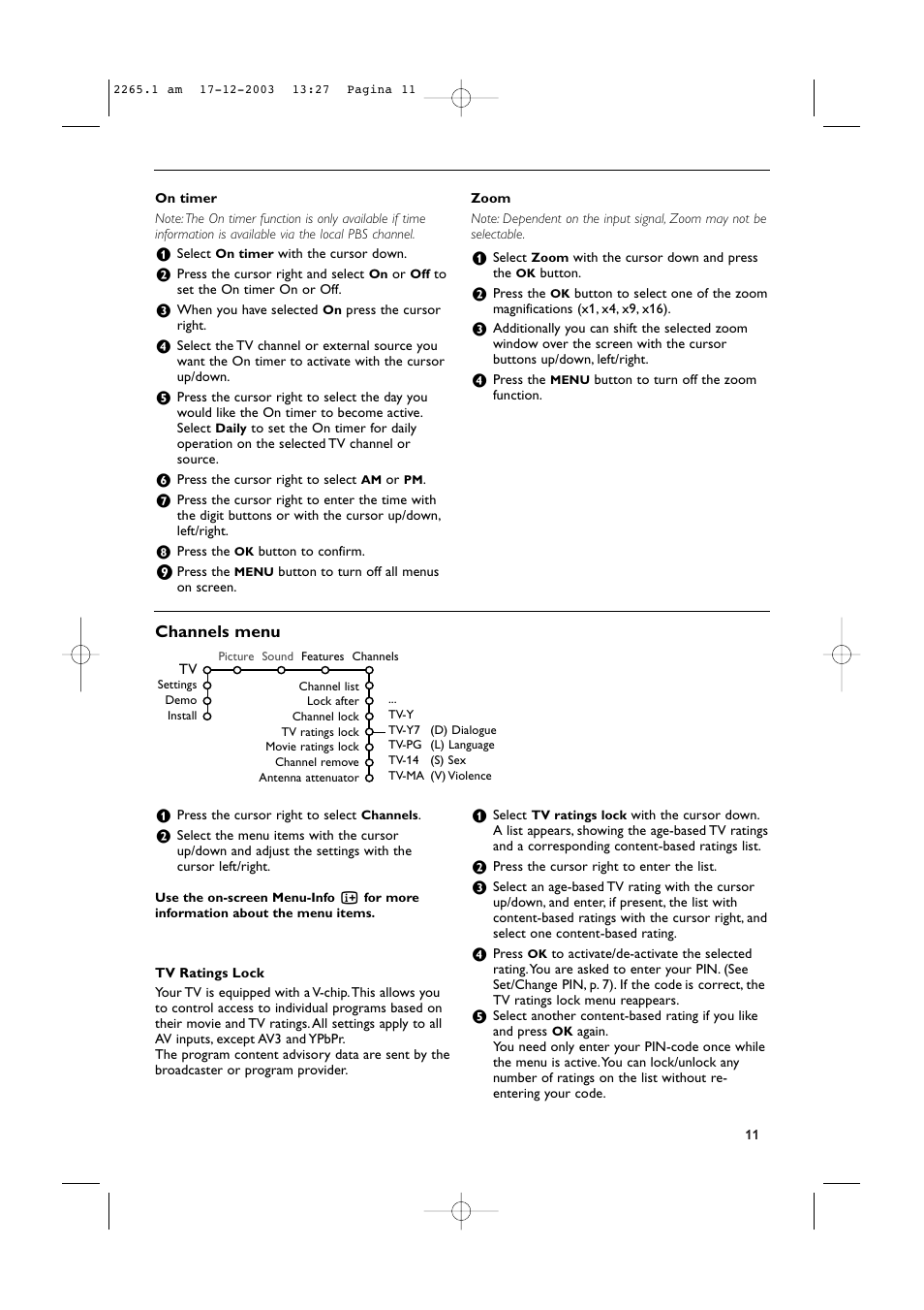 Channels menu | Philips 42PF9936-37B User Manual | Page 15 / 34