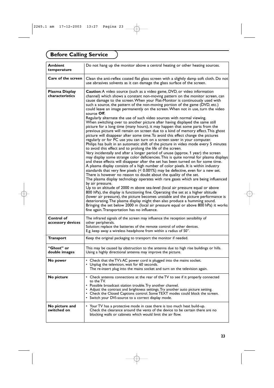 Tips, Before calling service | Philips 42PF9936-37B User Manual | Page 27 / 34