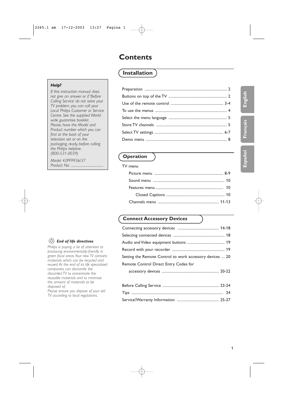 Philips 42PF9936-37B User Manual | Page 5 / 34