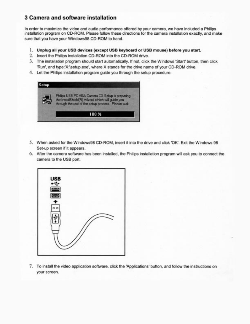 3 camera and software installation | Philips PCVC665K User Manual | Page 4 / 25