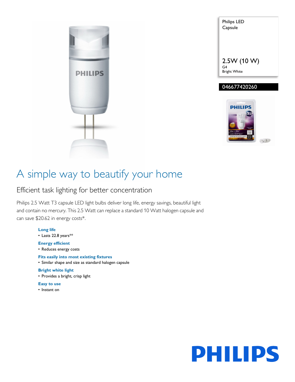 Philips 046677420260 User Manual | 2 pages