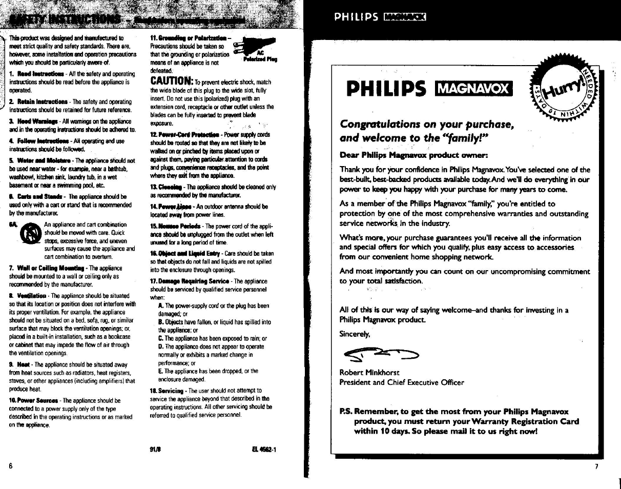 Magnavox cofigrcitu/otions, Philips, On your purchase, and welcome to the *jdmilyr | Philips AZ1208-17 User Manual | Page 2 / 8