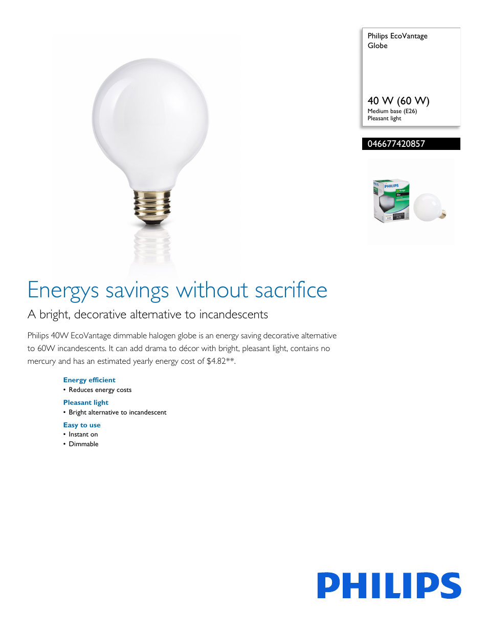 Philips 046677420857 User Manual | 2 pages