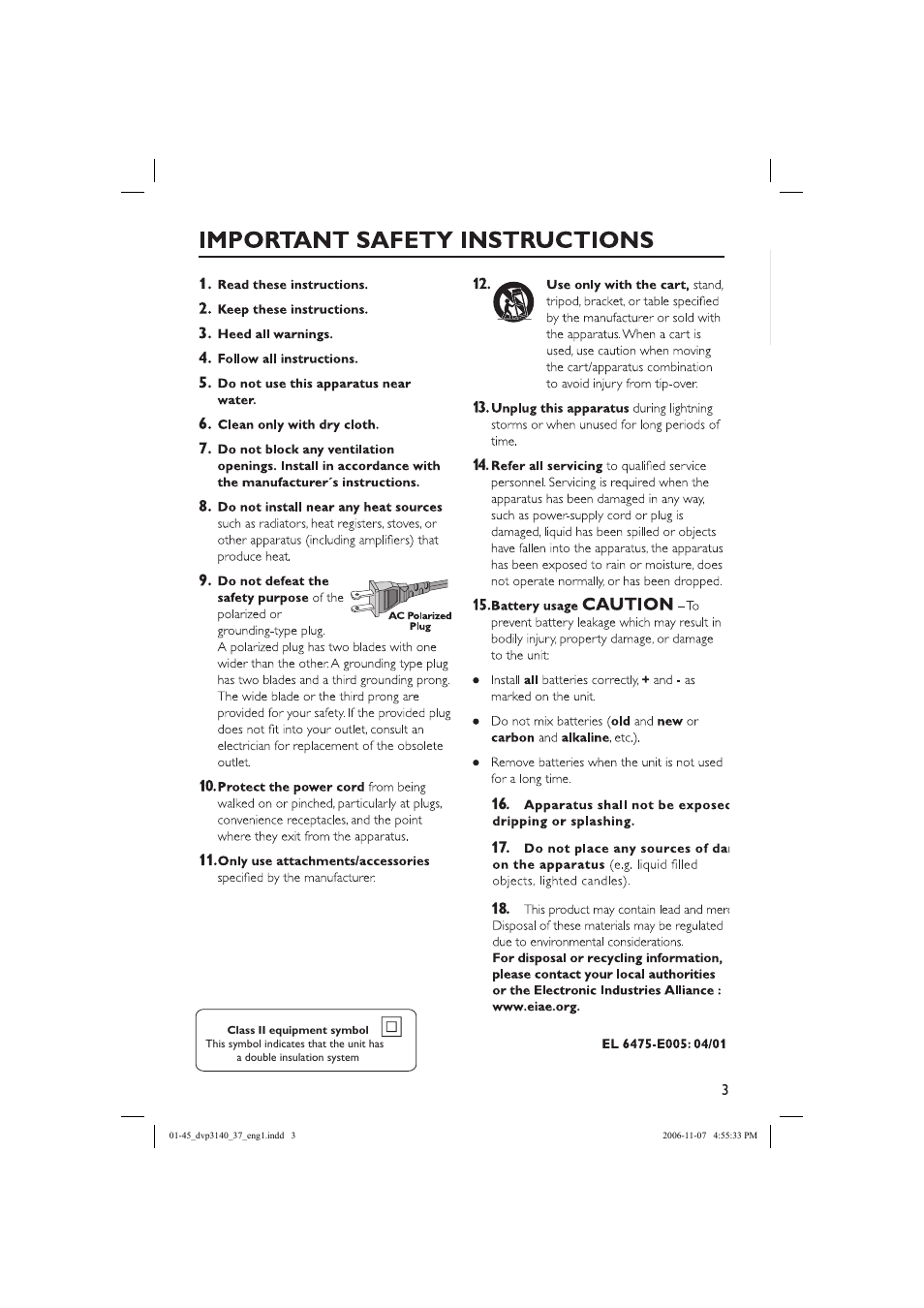 Philips DVP3140-37 User Manual | Page 3 / 45