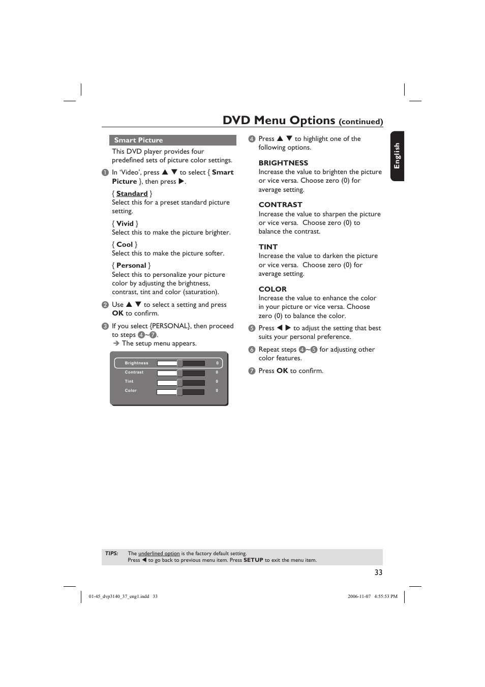 Dvd menu options | Philips DVP3140-37 User Manual | Page 33 / 45