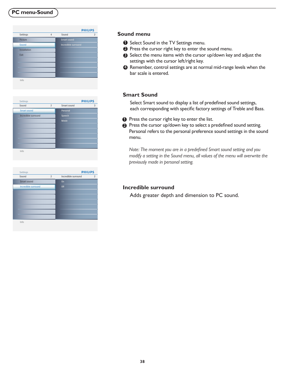 Adds greater depth and dimension to pc sound | Philips 19PFL5622D-37 User Manual | Page 45 / 54