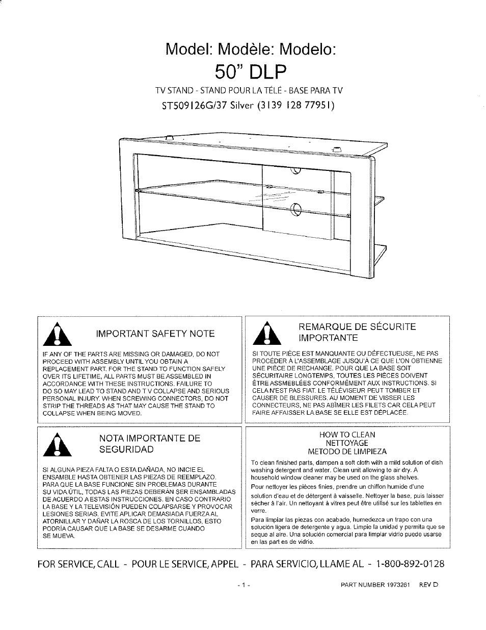 Philips TV floor stand ST509126G User Manual | 8 pages