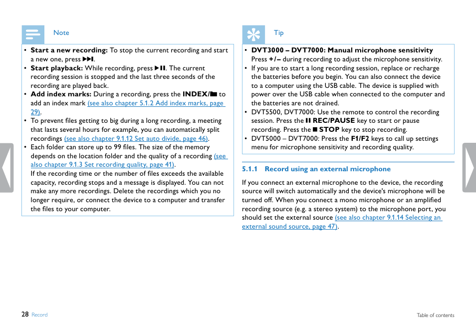 1 record using an external microphone | Philips DVT5500-00 User Manual | Page 28 / 60