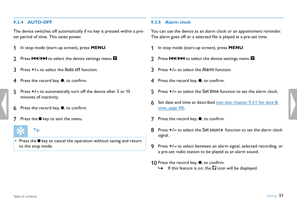 4 auto-off, 5 alarm clock, Auto-off alarm clock | Philips DVT5500-00 User Manual | Page 51 / 60