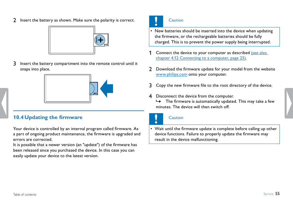 4 updating the firmware | Philips DVT5500-00 User Manual | Page 55 / 60
