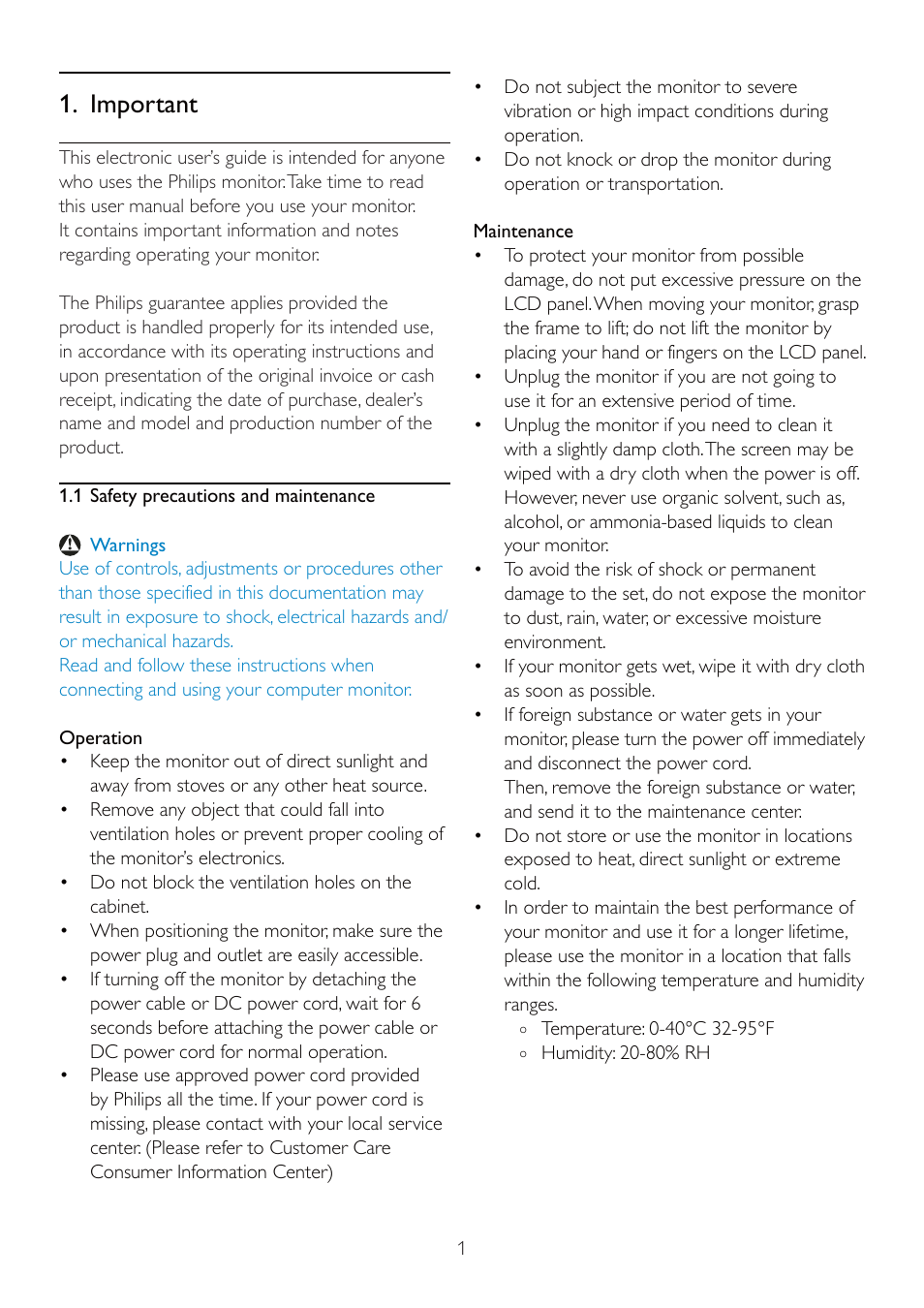 Important | Philips 225P2EB-27 User Manual | Page 3 / 59