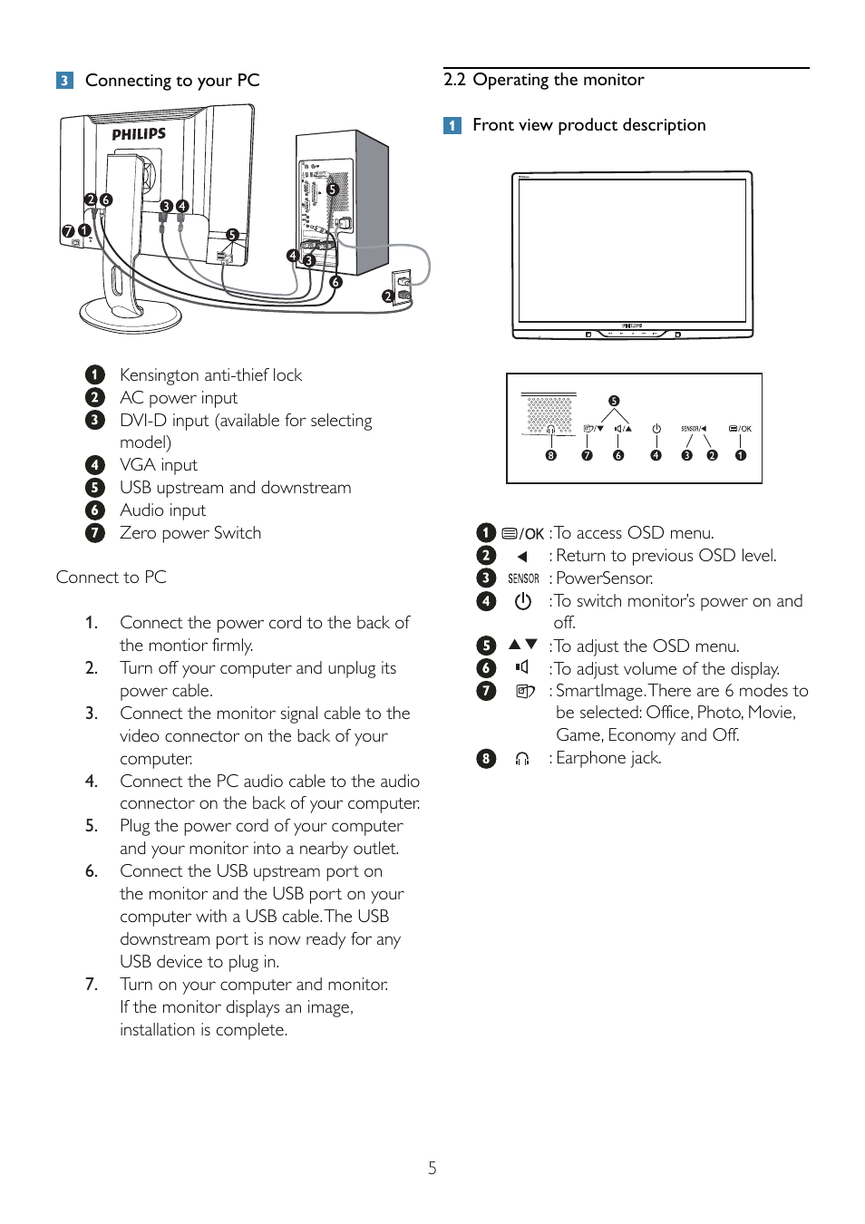 Philips 225P2EB-27 User Manual | Page 7 / 59