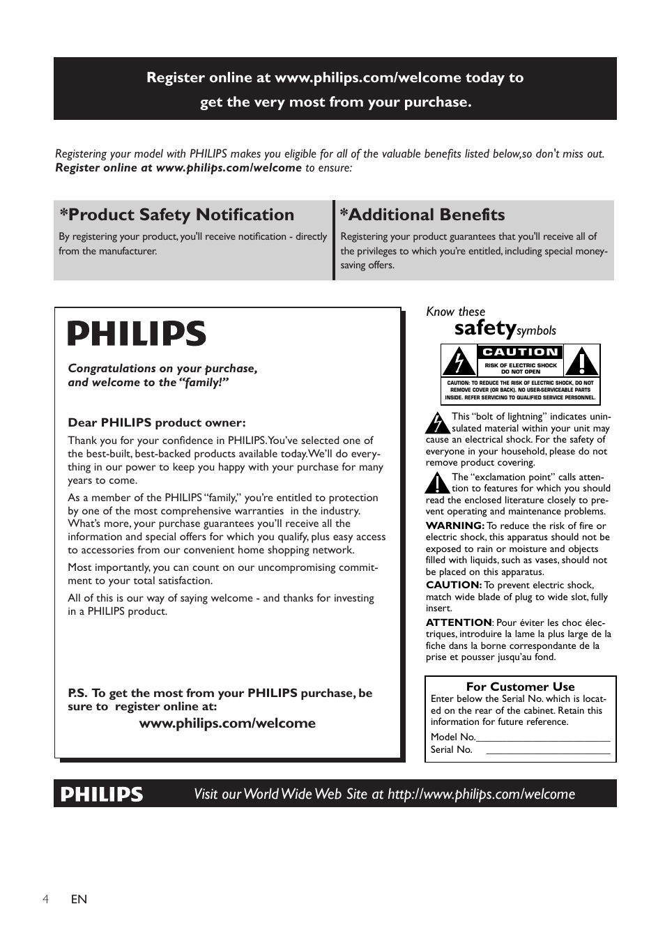 Safety, Product safety notification *additional benefits, Proof of purchase | Product safety notification, Additional benefits | Philips DC390-37 User Manual | Page 5 / 22