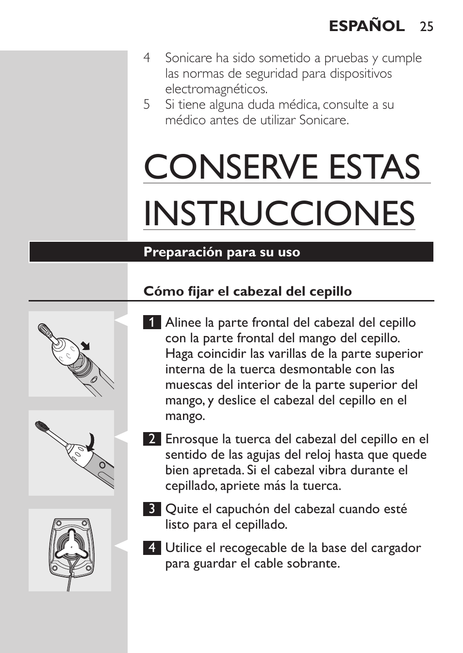 Conserve estas instrucciones | Philips HX5610-04 User Manual | Page 25 / 60