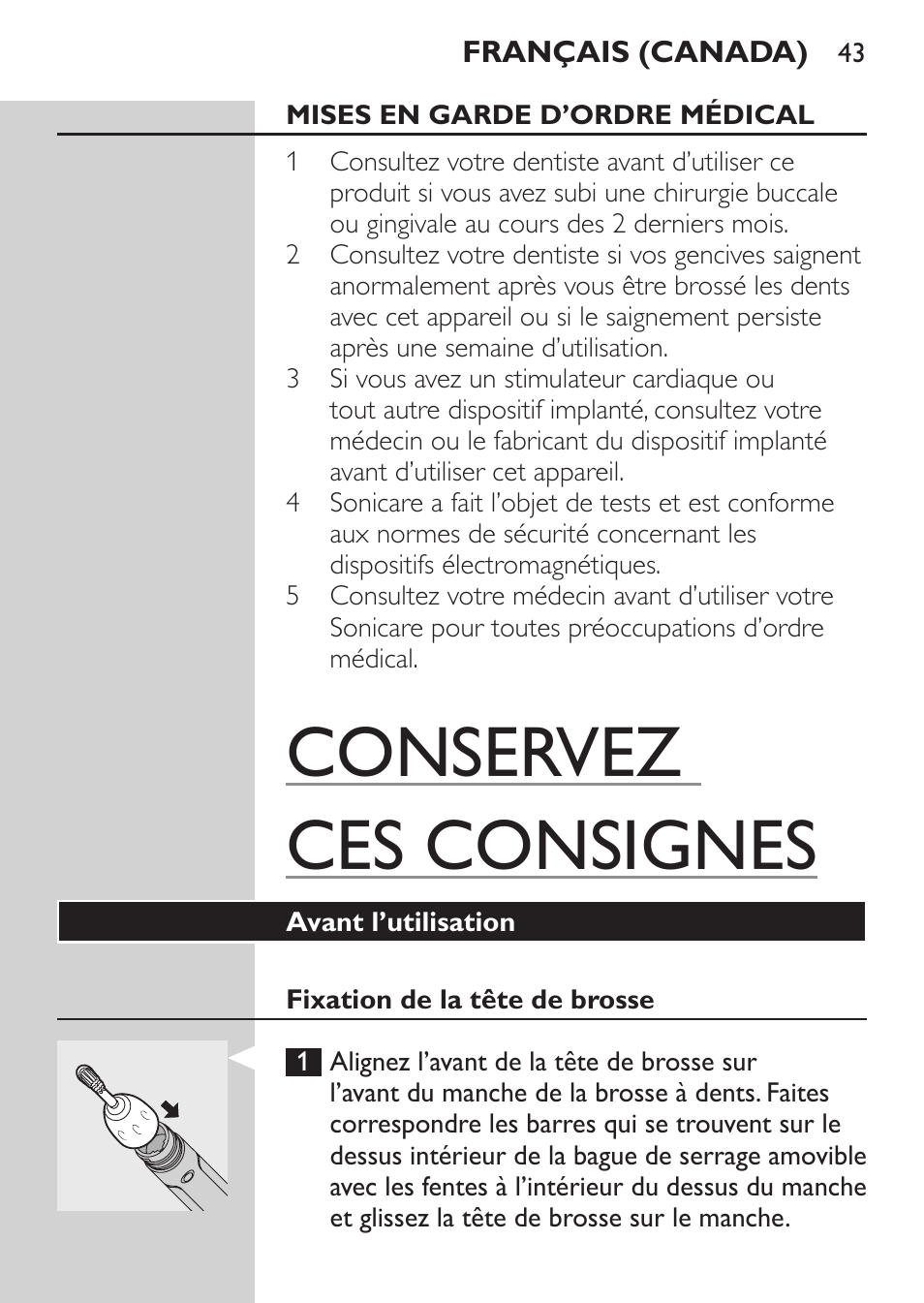 Conservez ces consignes | Philips HX5610-04 User Manual | Page 43 / 60