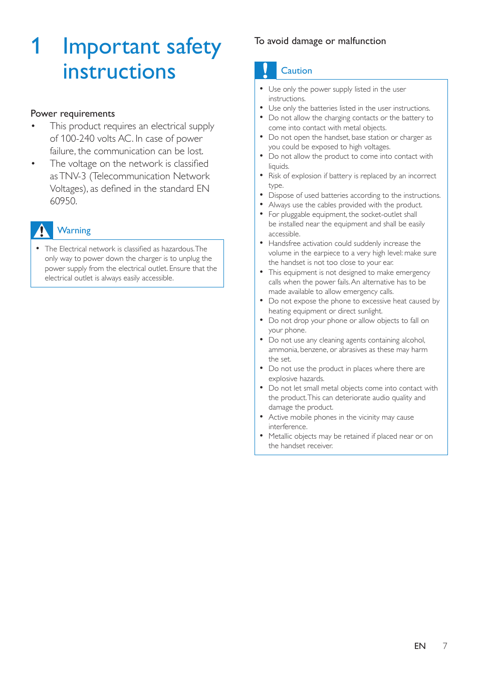1 important safety instructions | Philips SE8881B-22 User Manual | Page 7 / 62