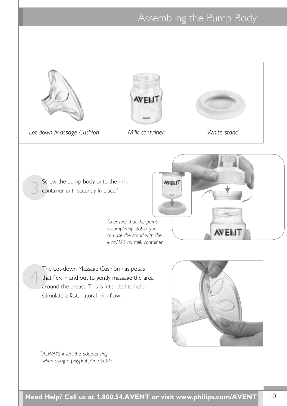 Assembling the pump body | Philips SCF314-02 User Manual | Page 11 / 59