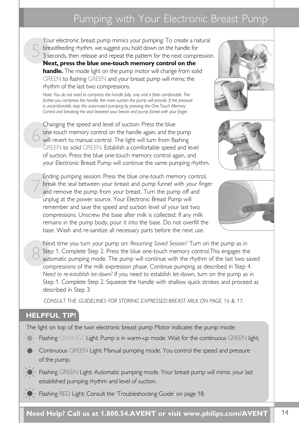 Pumping with your electronic breast pump | Philips SCF314-02 User Manual | Page 15 / 59