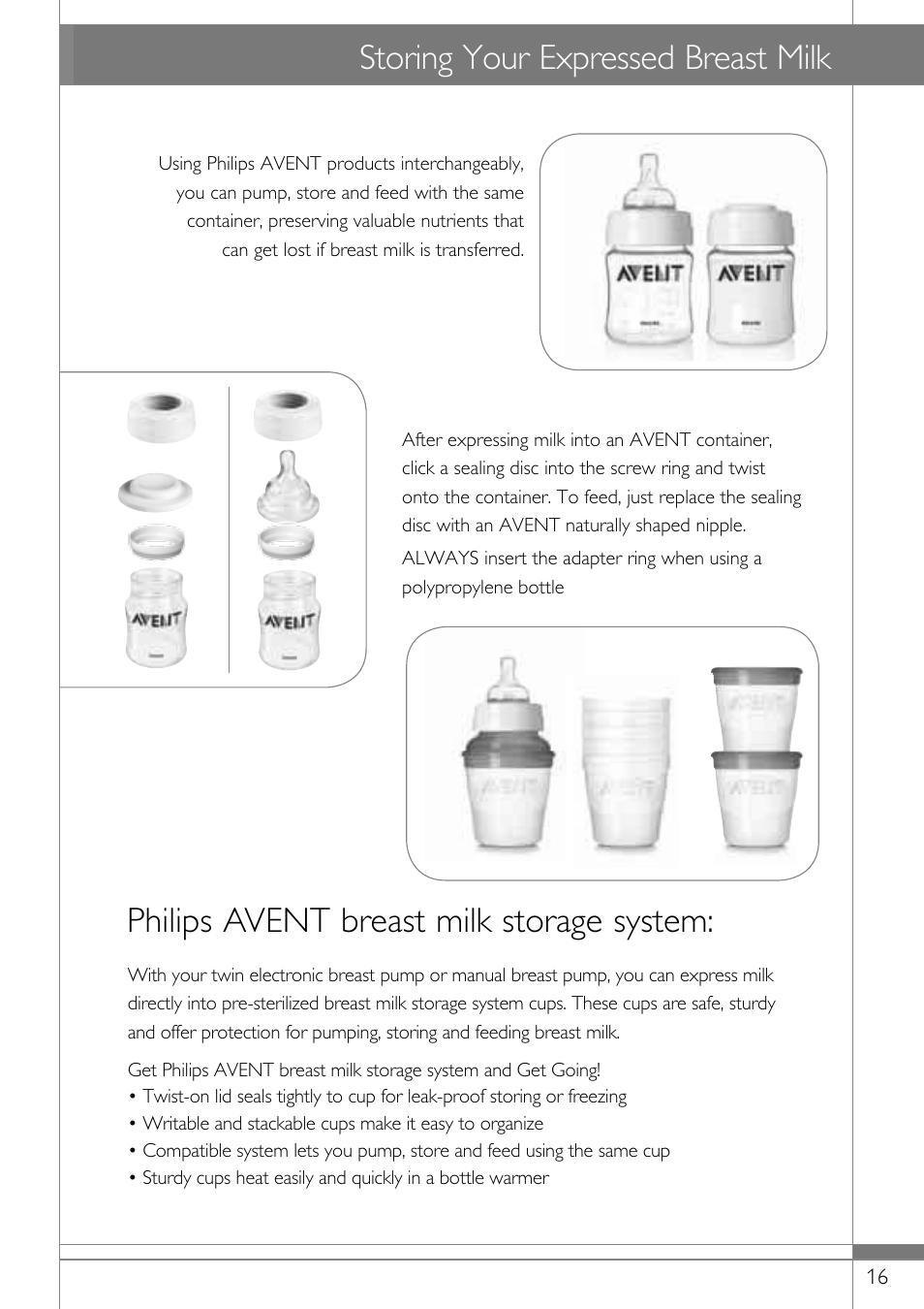 Philips avent breast milk storage system, Storing your expressed breast milk | Philips SCF314-02 User Manual | Page 17 / 59