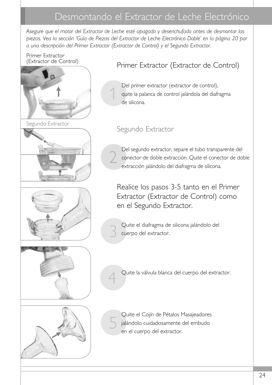 Desmontando el extractor de leche electrónico | Philips SCF314-02 User Manual | Page 25 / 59