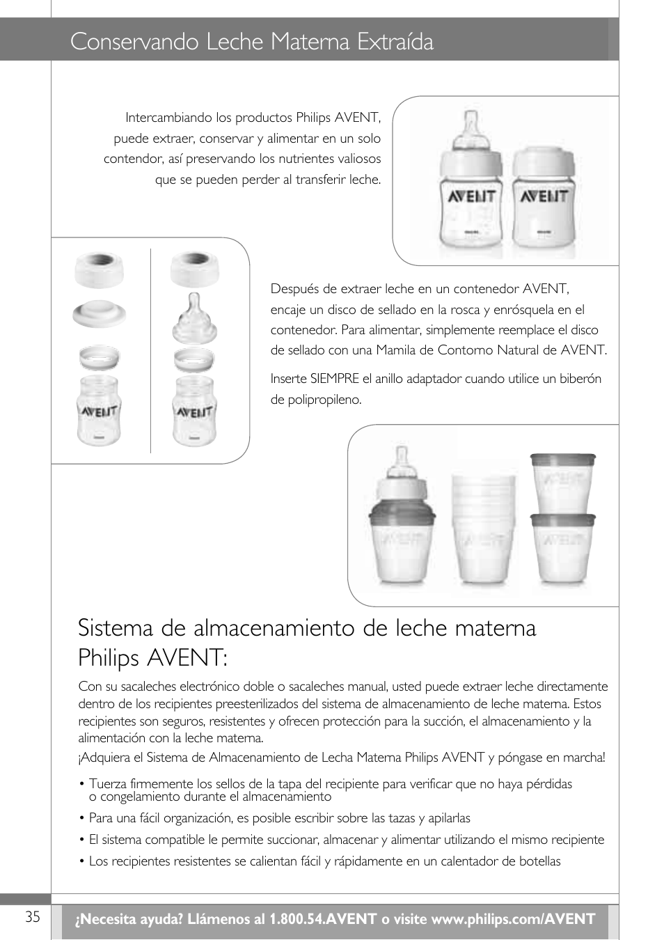 Conservando leche materna extraída | Philips SCF314-02 User Manual | Page 36 / 59