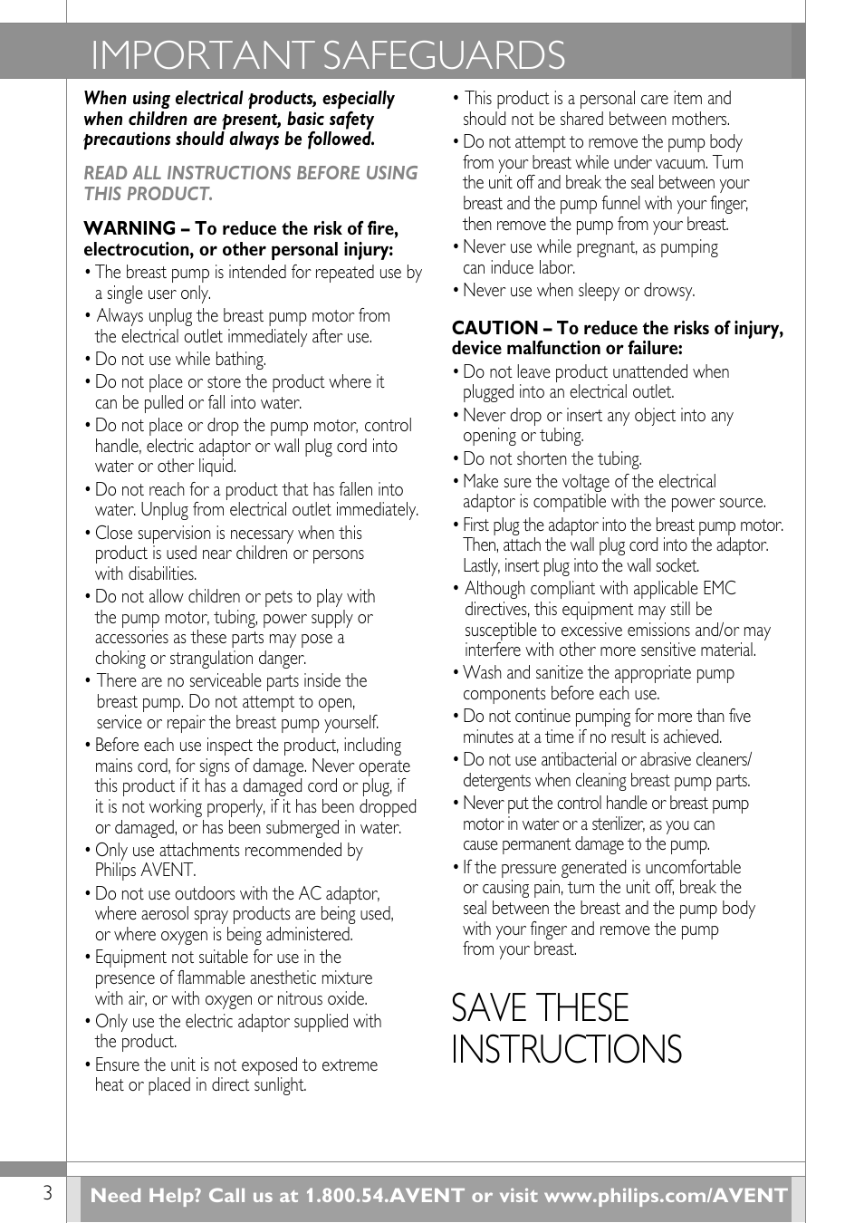 Save these instructions, Important safeguards | Philips SCF314-02 User Manual | Page 4 / 59