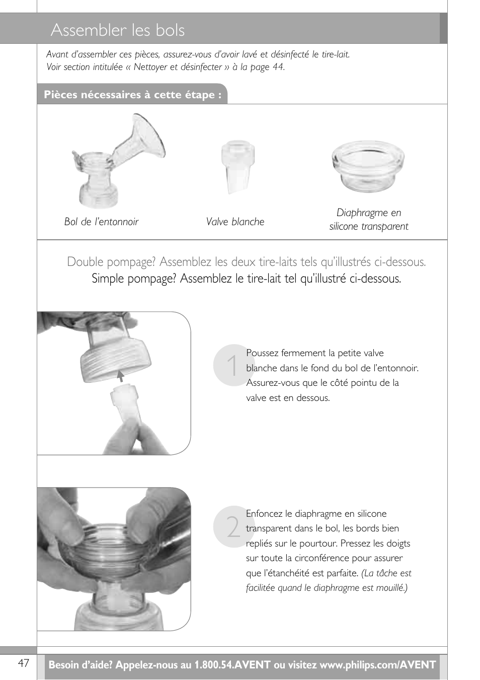 Assembler les bols | Philips SCF314-02 User Manual | Page 48 / 59