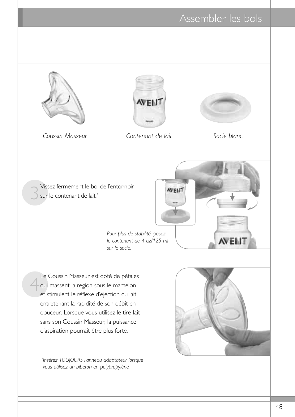 Assembler les bols | Philips SCF314-02 User Manual | Page 49 / 59