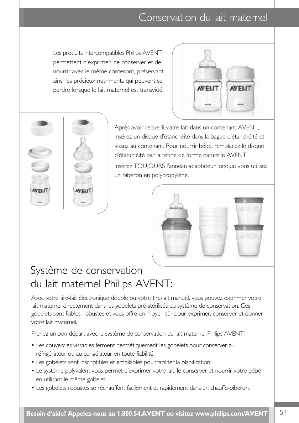 Conservation du lait maternel | Philips SCF314-02 User Manual | Page 55 / 59